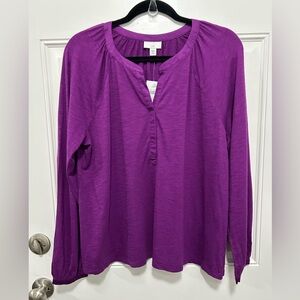 J. Jill Woven-Trimmed Knit Top